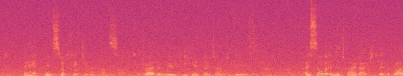 Spectrogram of eight seconds of speech buried in café noise: the whole frequency range is filled.